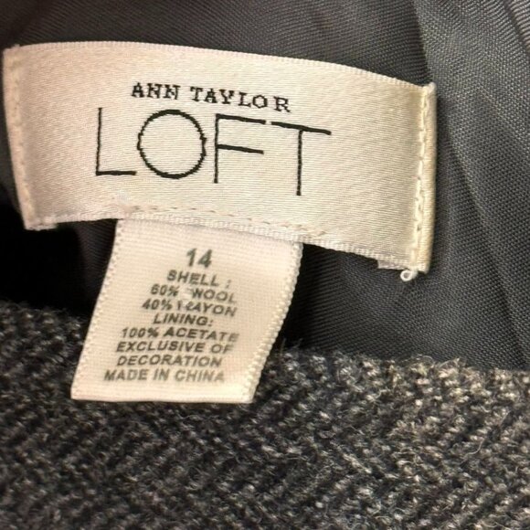 Ann Taylor Loft Size 14 Womens Pleated Gray Plaid Skirt wool blend beaded - Picture 4 of 8